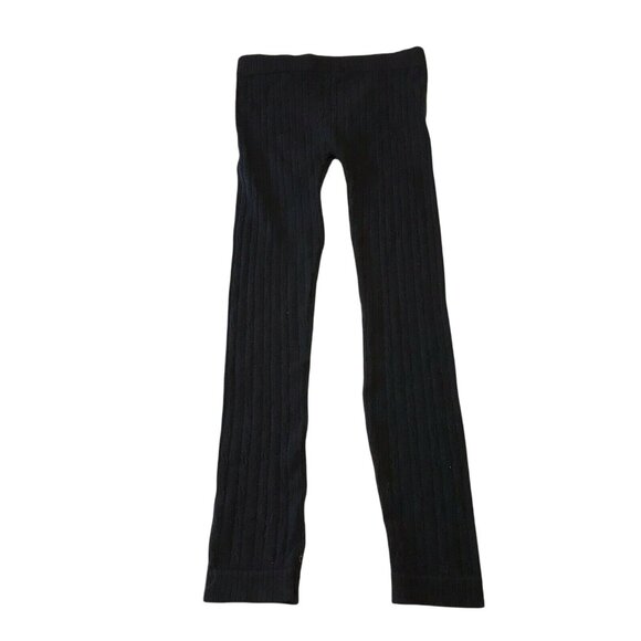 Fabric And Fabric Girl's One Size Leggings Cable Knit Black New With Tags - Picture 2 of 8